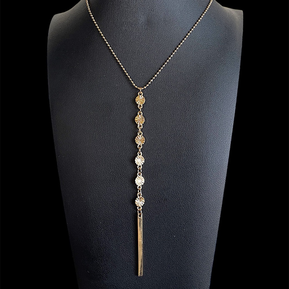 Gold Tone Bar Drop Pendant Necklace by Frasier Sterling for FabFitFun 18 Inch